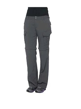 Prana Sage Convertible Roll Up Cargo Hiking Pants Ripstop Gray Womens Size 2